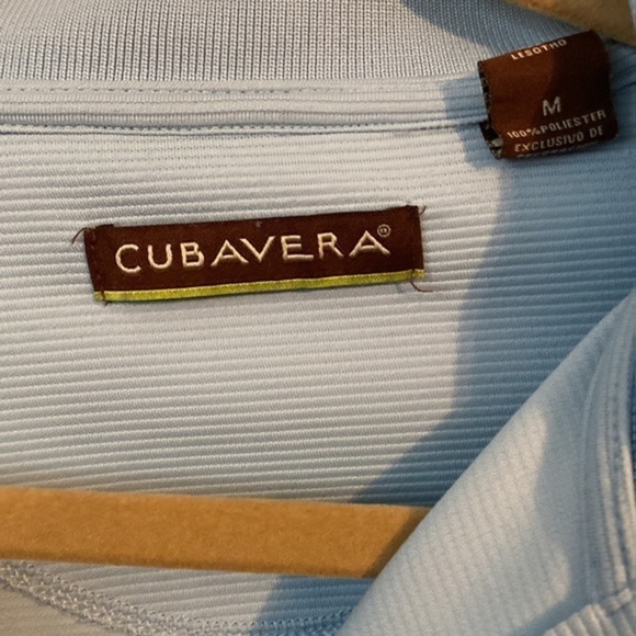 Cubavera Mens Light Blue Textured Short Sleeve Polo Shirt - Picture 2 of 6